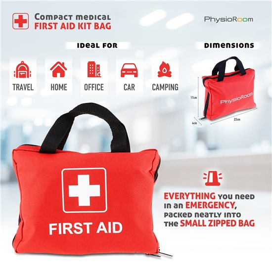 PhysioRoom Compact Medical First Aid Kit Bag - Red