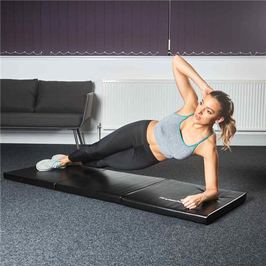 Folding 5cm Thick Padded Yoga Pilates Exercise Gym Mat - Black